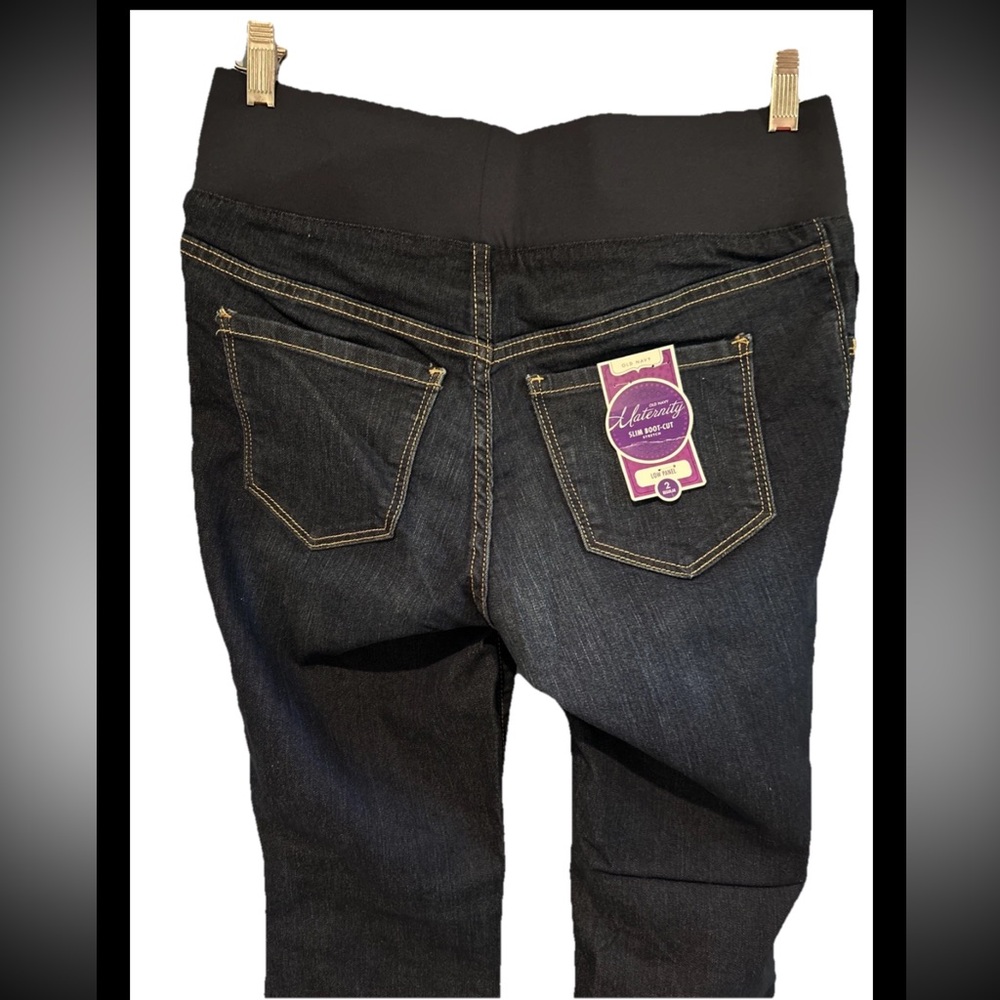 Maternity Old Navy Slim Boot Cut Size 2 Dark Wash NWT Jeans Stretch Low Panel